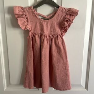 Charming Pink Ruffle Sleeve Dress